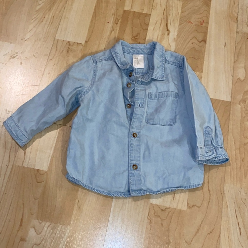 H&M baby light denim long sleeve button down - 4-6 months